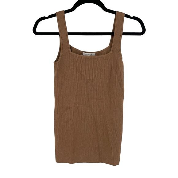 Madewell Top Womens XS Tank Bradbury Sweater Square Neck Brown NWT - Picture 2 of 7